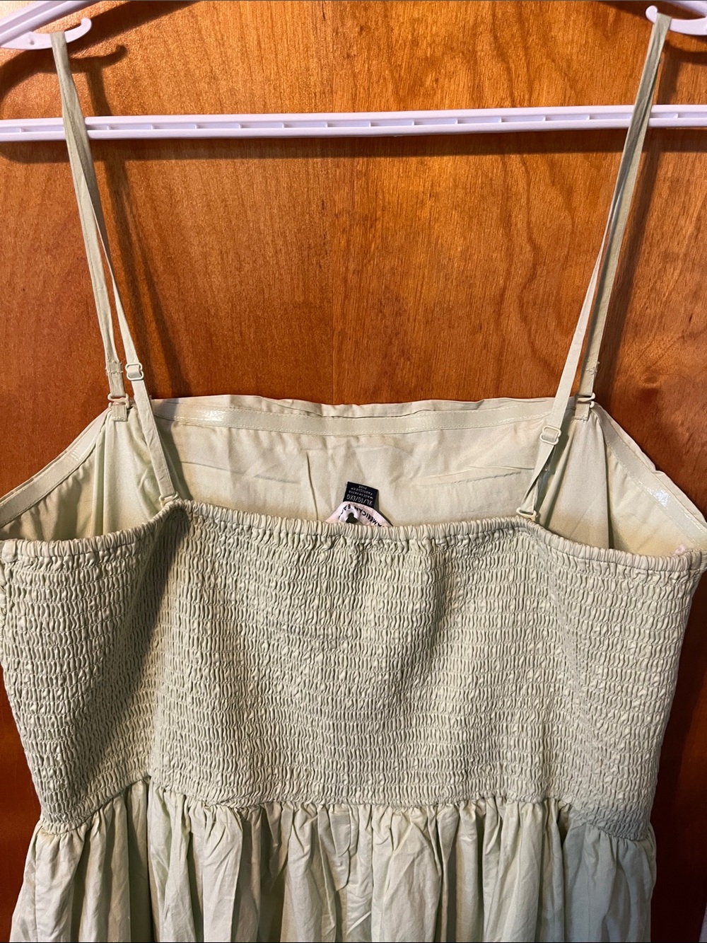 American Eagle Outfitters Light Sage Ruched Spaghetti-Strap Maxi Dress - Picture 4 of 9